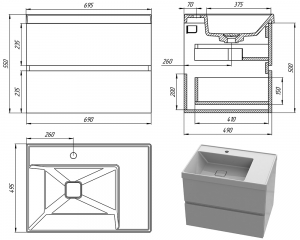 Тумба ''Торонто'' з умивальником ''Онтаріо''